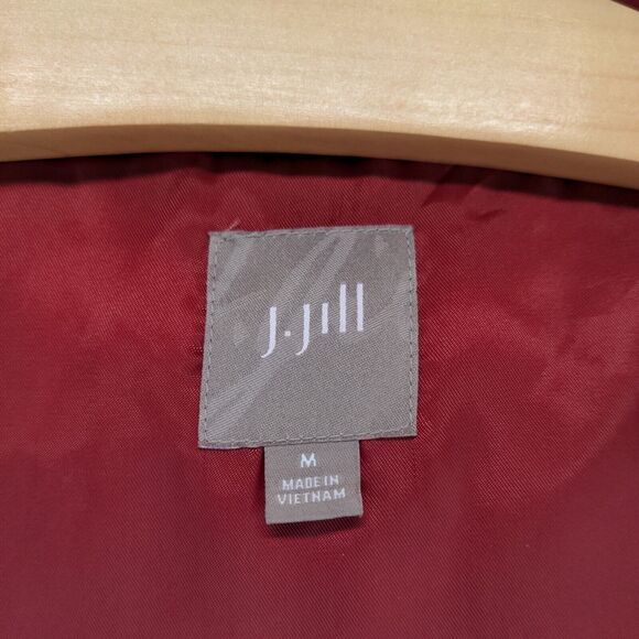 J Jill Down Puffer Vest Womens Size M Red Sleeveless Snap Button - Picture 12 of 13